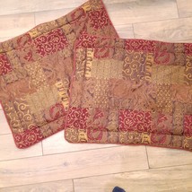 CROSCILL Galleria Pillow Shams set 2 Standard Red Tuscany red gold patch... - $40.00