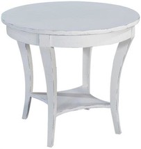 Side Table Ballard Round Antiqued White Mango Solid Wood Lower Tier Tapered Leg - £809.44 GBP