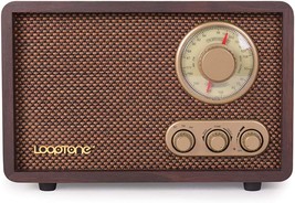 Looptone Fm Am Radio Retro Wood Radio With Bluetooth Play Mp3 And Antenn... - £47.44 GBP