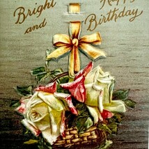 Bright Happy Birthday Greeting Postcard 1900-1910s Flower Basket Embosse... - $19.99