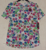 Nwt Womens Scrubstar Pretty Spring / Summer Floral Print Scrubs Top Size M - £18.64 GBP