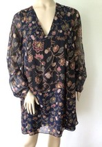 BCBGeneration Sz. XL Crepe Floral Metallic Thread Open Long Sleeve Dr￼￼ess - £19.62 GBP