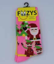 Foozy Socks - Womens Crew - Santa and Elves - Christmas - Size 9-11 - Pink - $6.79