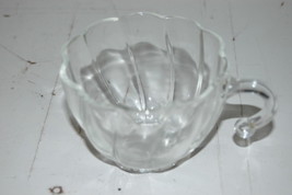 Vintage Swirl Pattern Hobnail Bottom Punch Cup Clear Glass Open Handle  - £10.15 GBP