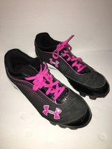 Under Armour Girls Soccer Baseball Softball Plastic Cleats Black Pink Size - £35.88 GBP