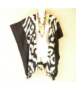 CB389 Red Palm Tree Women Rayon Batik Plus Cover Up Open Duster Cardigan... - $461.67 MXN