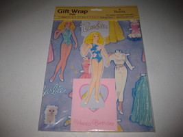 Vintage Gibson Buzza Barbie Gift Wrap Pack 2-Sheets Birthday Card NEW Sealed  - £17.77 GBP