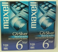 Maxell GX-Silver High Quality 6 Hour Blank VHS Tapes Lot of 2 Sealed  - £6.96 GBP