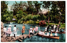 Scene at  EastLake Rope Walking Canoes Los Angeles CA Mitchell Postcard 2219 - £15.56 GBP