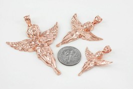 Authenticity Guarantee 
10K Solid Rose Gold Diamond Cut Angel Pendant Size Sm... - £142.29 GBP+