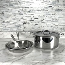 All-Clad D3 Stainless Steel 8 and 10 inch fry pans with 8 quart Stock Po... - $252.44