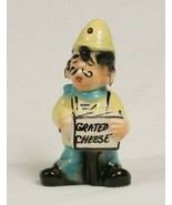 VTG Ceramic Grated Cheese Shaker Organ Grinder Man Parmesan Shaker Cork ... - $7.88