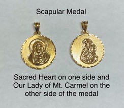 14 Kt Yellow Gold Sacred Heart of Jesus &amp; Our Lady of Mt. Carmel Scapula... - $7,091.69 MXN