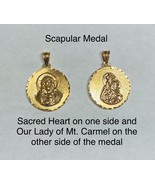 14 Kt Yellow Gold Sacred Heart of Jesus & Our Lady of Mt. Carmel Scapular Medal - $389.00