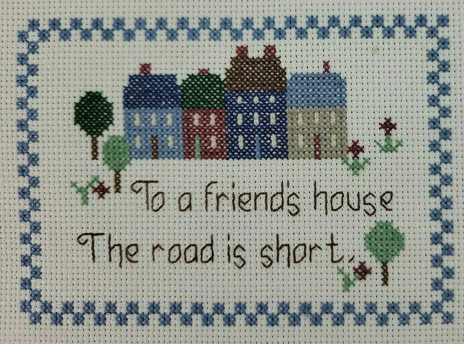 Primary image for Friendship Embroidery Finished Sampler Cottage Core Finished Farmhouse Country