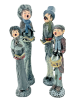 Christmas Decor Carolling Family Set of 4 Pencil Figurines Tall Skinny 9... - £26.56 GBP