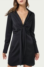 Fore tie-front satin shirt dress in Black - £33.95 GBP