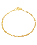 22ct Yellow Gold High Polished Lightweight Twisted Ripple Chain Bracelet... - $1,110.61 CAD