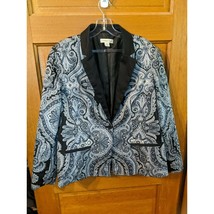 Coldwater Creek Size 16 Paisley Jacket Blue Black Lined Pockets - $14.97