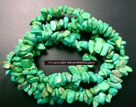 32 in GREEN reconstituted stabilized chalk Turquoise chip beads w matrix BS056 - £3.88 GBP