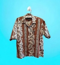 Quicksilver Shirt Men&#39;s Large Brown Button Up Short Sleeve Hawaiian Isla... - $24.74