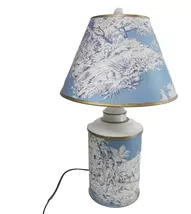 Padstoral Country Toile Sky Blue Tin Canister Table Lamp - €291,97 EUR