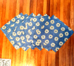 6 Tommy Bahama Sunflower Gold and Navy Blue Napkins or Lightweight Placemats - £21.62 GBP