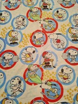 Vtg 1970s Snoopy Twin Flat Sheet 70% Polyester 30% Cotton Sports Olympics 903A - $28.98