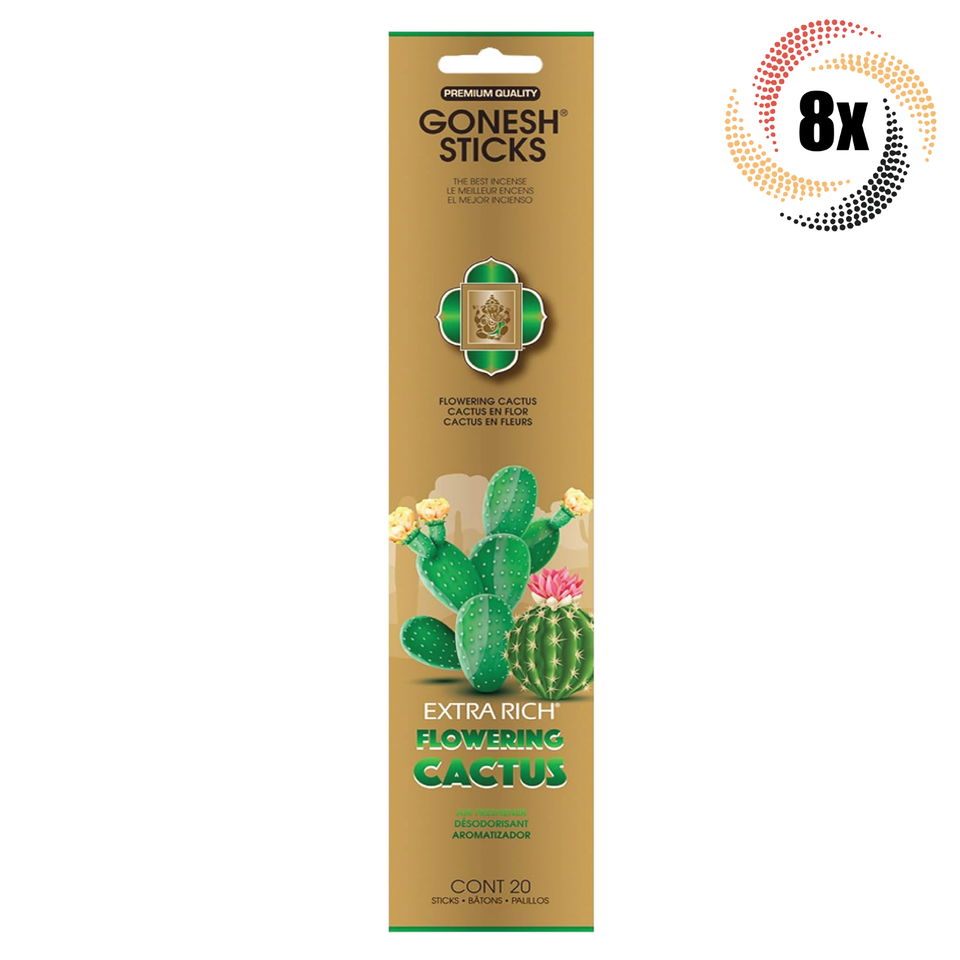 8x Packs Gonesh Extra Rich Flowering Cactus Incense Sticks 20 Sticks