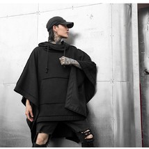 Autumn and winter new men&#39;s loose Bat Cape National Tide Dark mid-long fashion c - £96.30 GBP