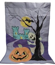 VTG Garden House Banner Flag 27x42 Halloween Ghost Bat Pumpkin Full Moon Castle - £17.76 GBP