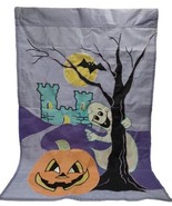VTG Garden House Banner Flag 27x42 Halloween Ghost Bat Pumpkin Full Moon... - £17.56 GBP