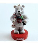 Christmas Ornament Coca-Cola White Polar Bear Coke Red and White Scarf - £8.78 GBP