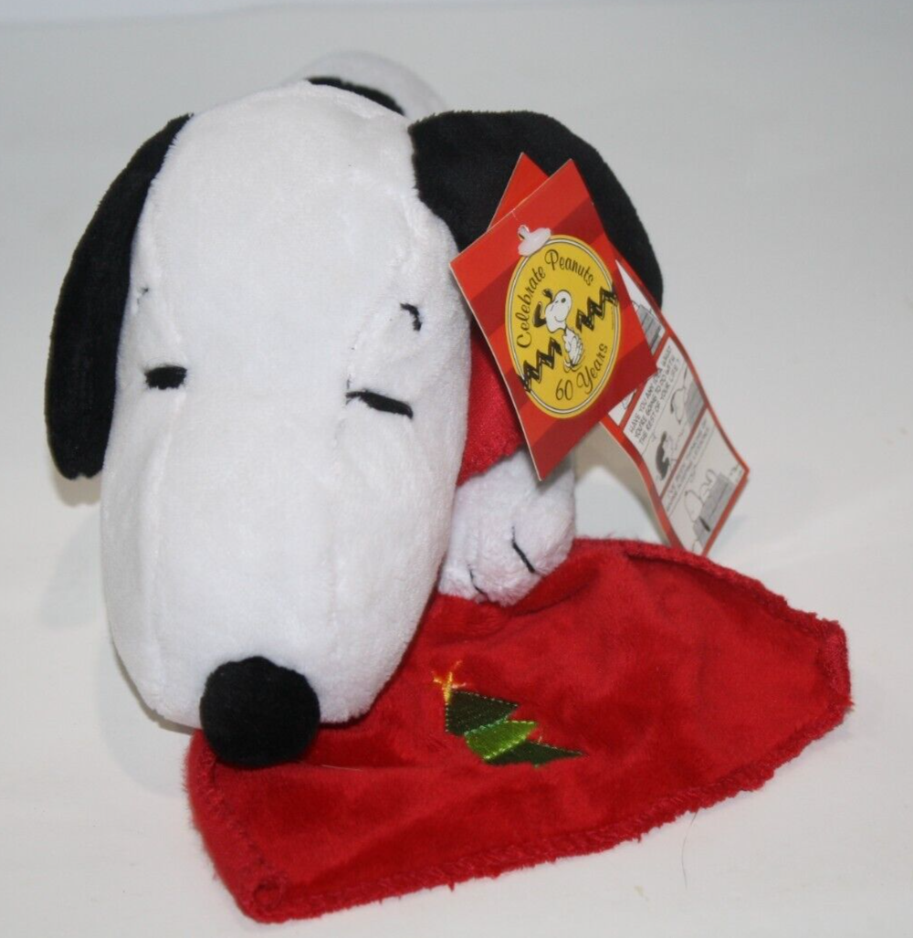 Peanuts Snoopy Plush Celebrate 60 Years 8" 1990s Xmas Tree Blanket Toy 2009 NEW - $9.72