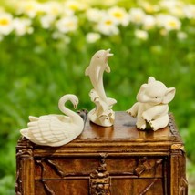 Lenox Animal Trio set Elephant Swan Dolphin Ivory &amp; Gold Porcelain Mint in Box - $25.00