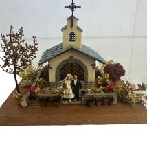 vintage miniature wedding chapel bride groom diorama display - $64.34