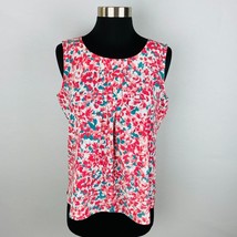 Talbots Pinkish Red Teal Sleeveless Women&#39;s SP Abstract Floral Print Top Blouse - £15.06 GBP