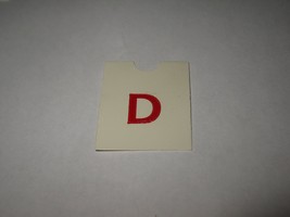 1967 4CYTE Board Game Piece: Red Letter Tab - D - $1.00