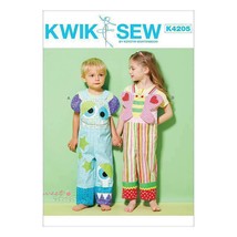 Kwik Sew K4205 Pattern Butterfly Monster Bib Overalls Toddlers XS to XL UNCUT - £5.85 GBP