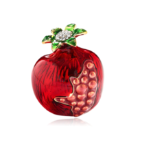 Stunning Vintage Look Gold Plated Red Pomegranate Designer Brooch Broach Pin J53 - £14.10 GBP