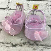 Build A Bear Workshop Girls Dress Shoes Pink Glitter Bowed Heels  - £6.34 GBP