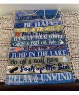 Lake House Rules Canvas Wall Hanging 12 x 19 Inch Colorful Beach Family Fun - $12.99