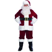 Velveteen Burgundy Santa Suit Jacket Size 50-56 Halco Claus #6596 Deluxe White L - £141.63 GBP