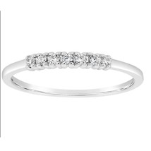 0.1CT Diamante Auténtico Redondo Eternidad Anillo de Boda 14K Blanco Oro Plata - £159.40 GBP