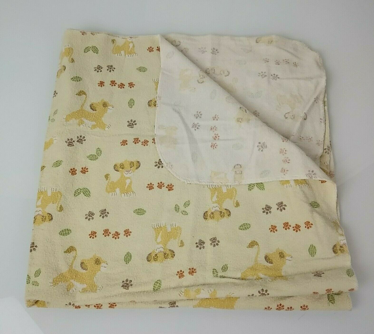 Disney Baby Lion King Receiving Blanket Simba Paw Print Cotton Flannel 28" x 28" - £20.18 GBP
