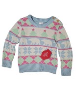 Infant &amp; Toddler Girls Blue Pink &amp; Green Christmas Knit Holiday Sweater ... - £11.72 GBP