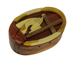 Scratch &amp; Dent Hand Crafted Wood Prayer Hands and Cross Puzzle Trinket Box - £23.40 GBP