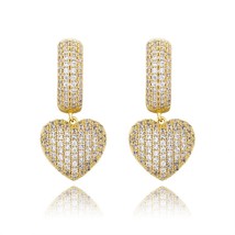 New Heart Earrings High Quality Iced Out Cubic Zirconia Earrings Hip Hop Fashion - £22.07 GBP