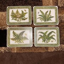 set of four rectangular coasters featuring various botanical fern illust... - $12.38