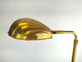 Mid Century Alsy? Brass Clam Shell Adjustable Floor Pharmacy Lamp Gold Hollywood - £159.12 GBP